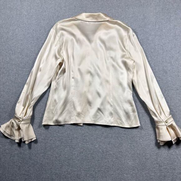 St. John Silk Ruffle Neck Blouse 8 - Picture 5 of 6